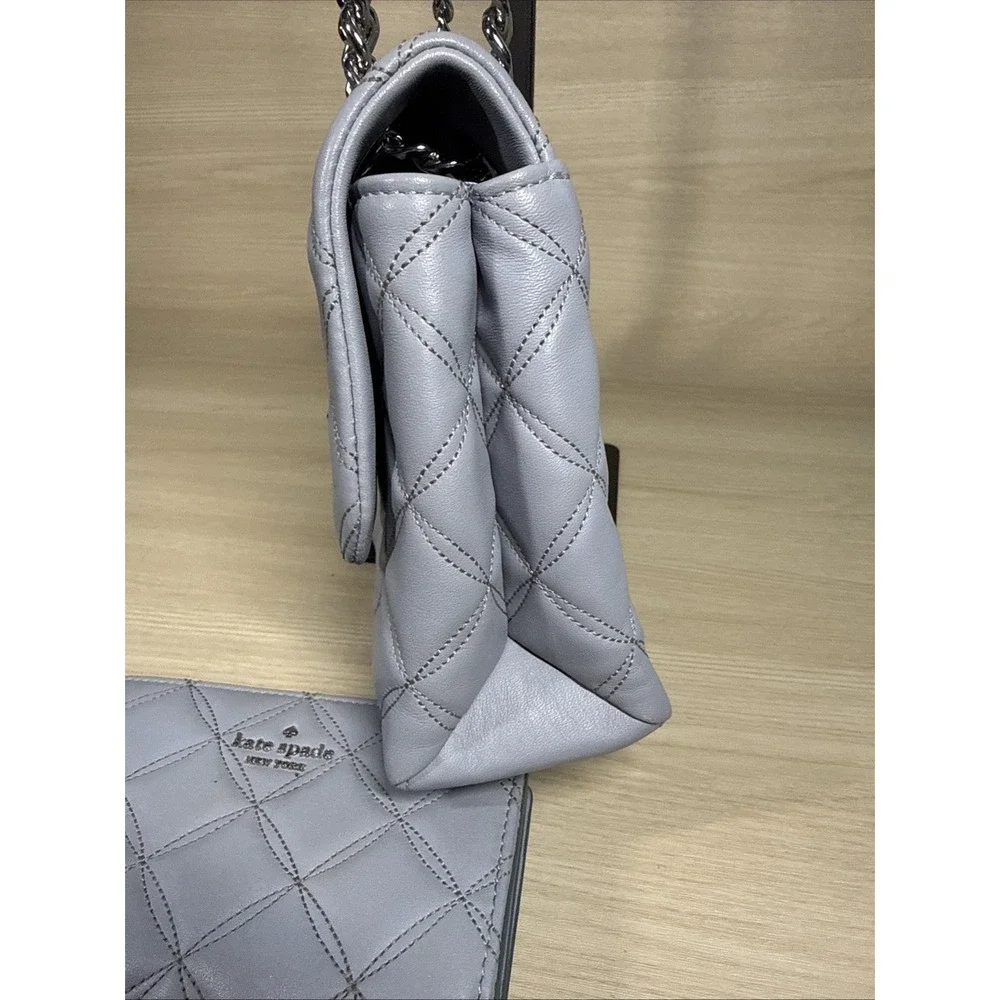 kate Spade Natalia Quilted Medium Chain Leather Shoulder Bag‎ And Wallet Brushed